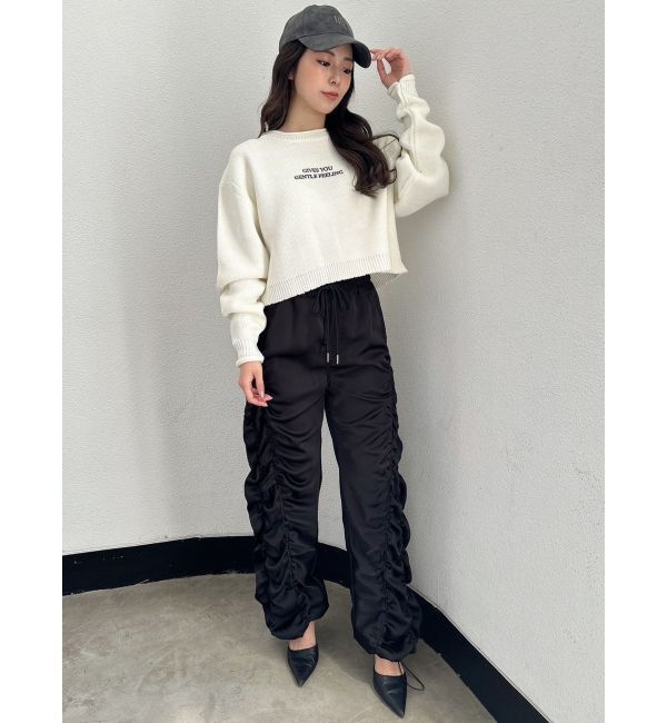 GYDA「サテンギャザーワイドパンツ」|その他|