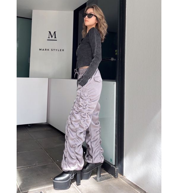 GYDA「サテンギャザーワイドパンツ」|その他|