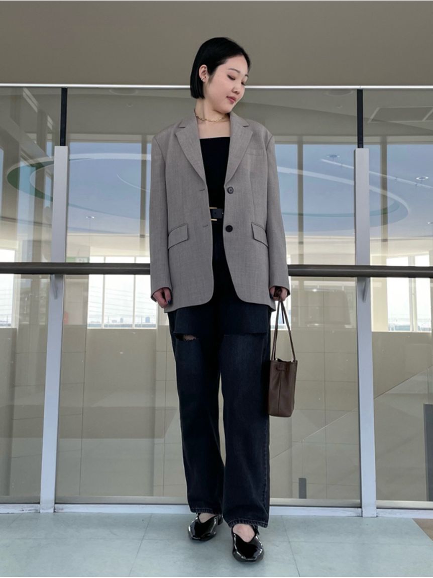 Mila Owen「【WEB限定00サイズ】ワイドテーパードカットアウトデニムパンツ」|デニム|