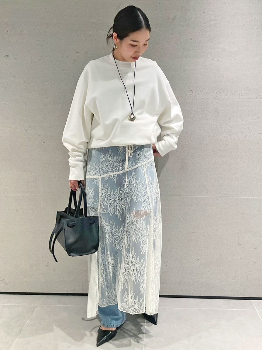 Mila Owen「【WEB限定00サイズ】ワイドテーパードカットアウトデニムパンツ」|デニム|