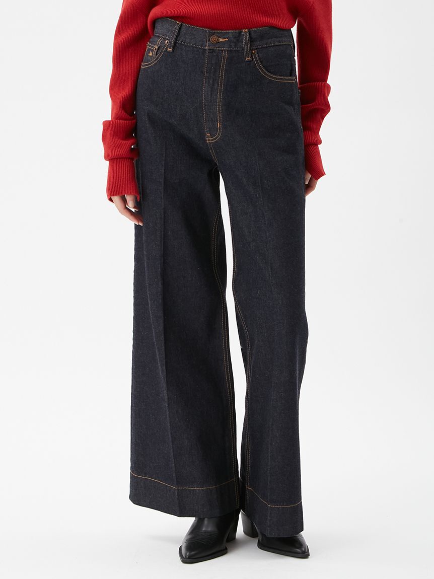 Mila Owen「ヘムデザインセミフレアデニムパンツ」|デニム|