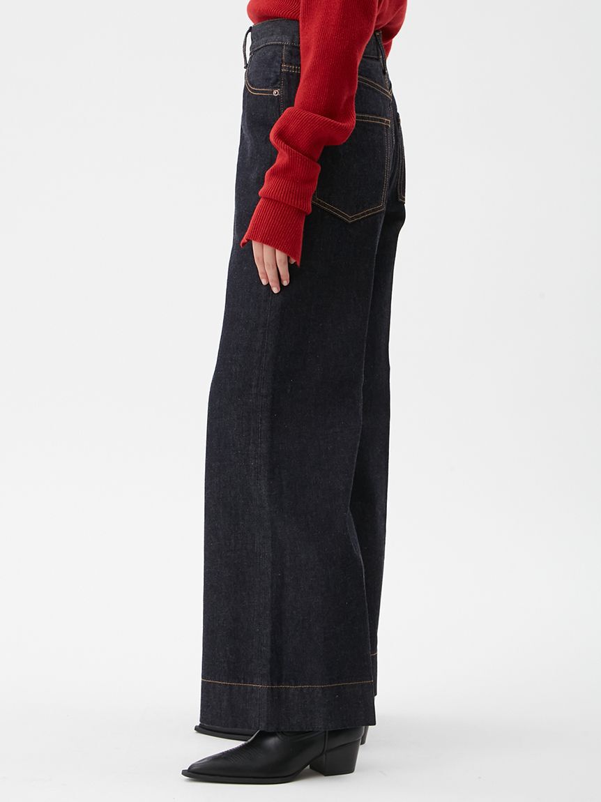 Mila Owen「ヘムデザインセミフレアデニムパンツ」|デニム|