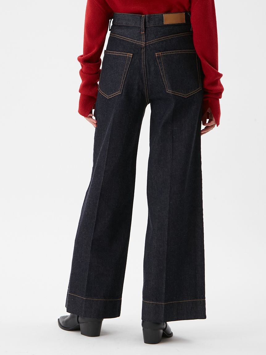 Mila Owen「ヘムデザインセミフレアデニムパンツ」|デニム|