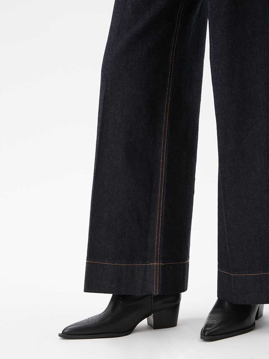 Mila Owen「ヘムデザインセミフレアデニムパンツ」|デニム|