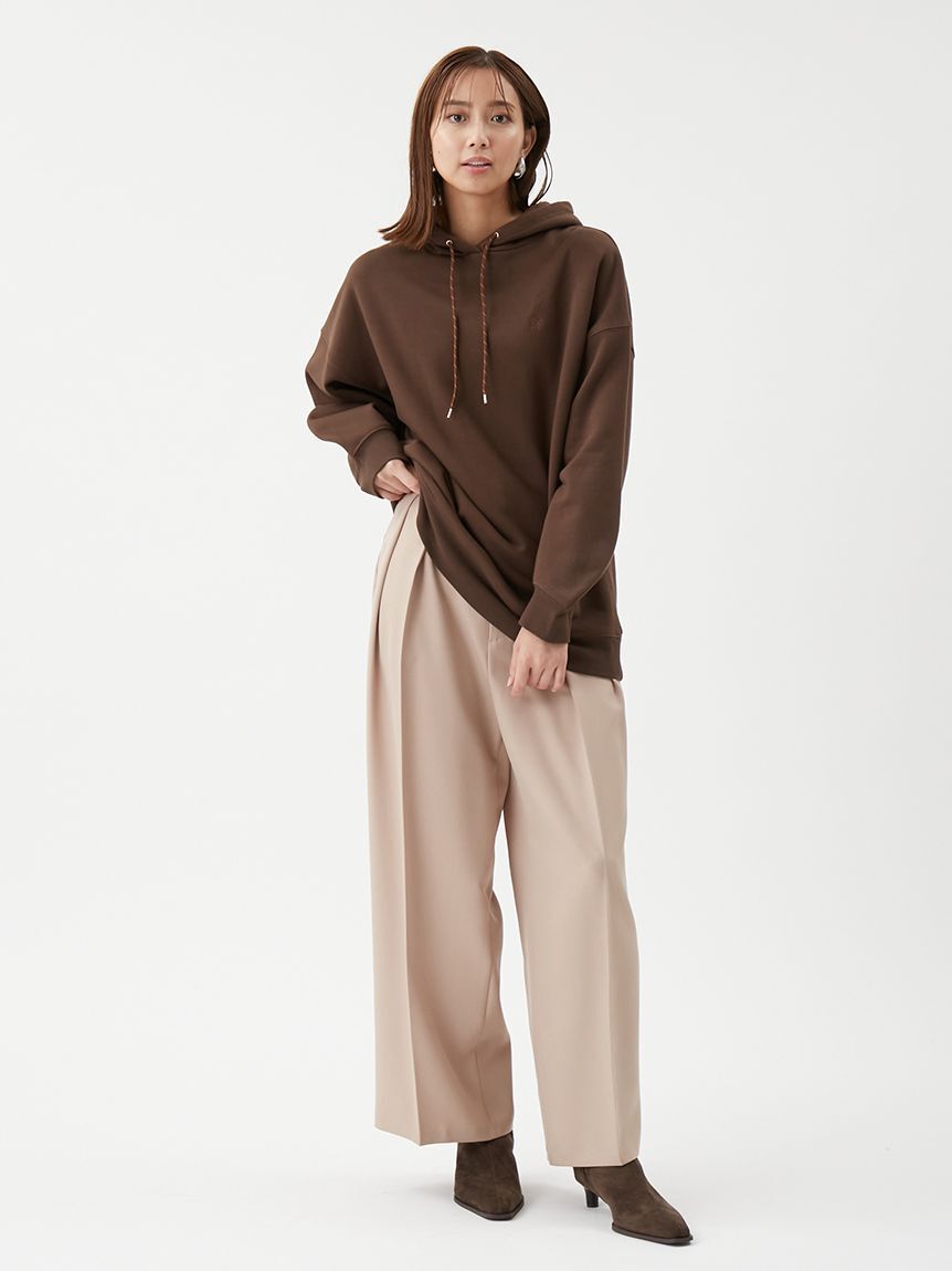 Mila Owen「フォルムスリーブ裏起毛フーディー」|パーカー|