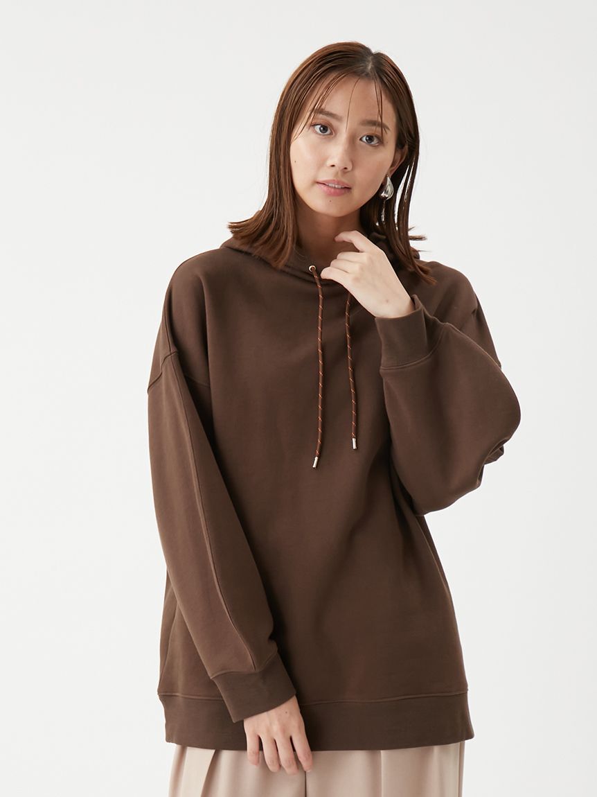 Mila Owen「フォルムスリーブ裏起毛フーディー」|パーカー|