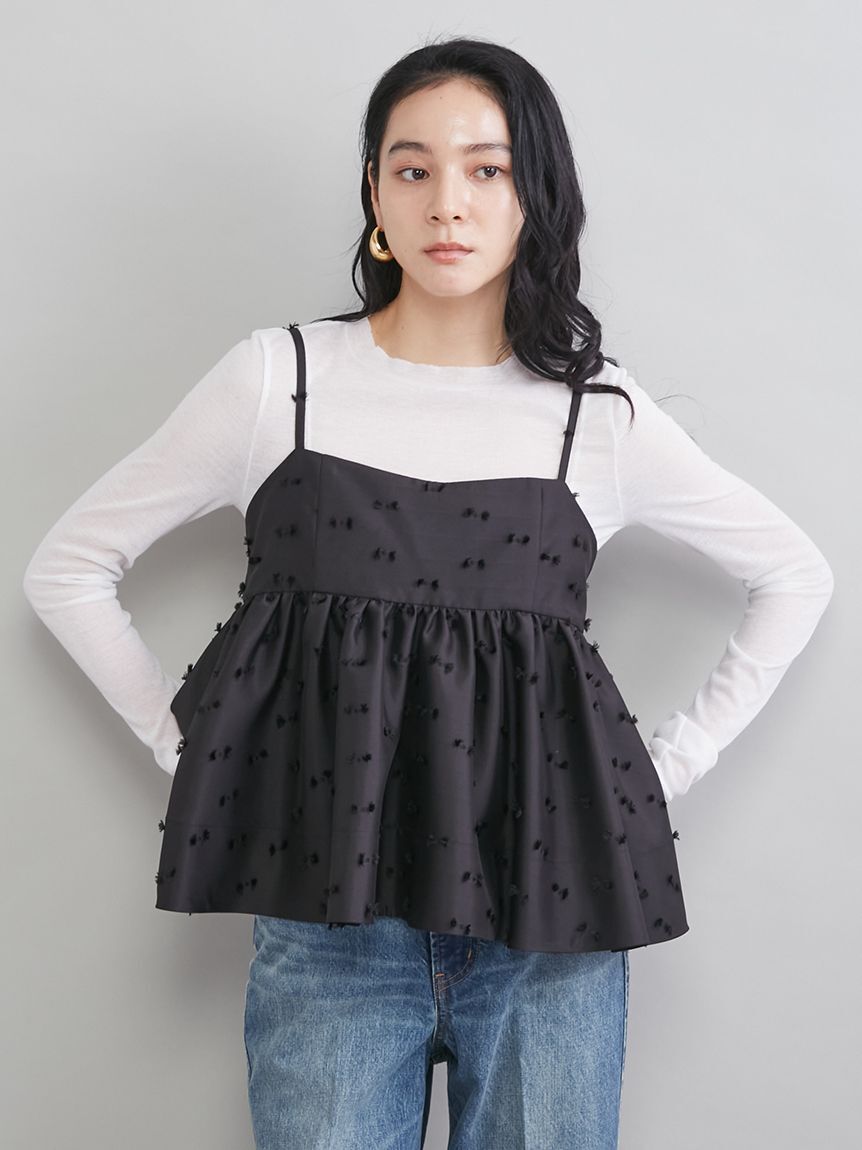 Mila Owen「ジャガードペプラムキャミトップス」|キャミソール|BLK