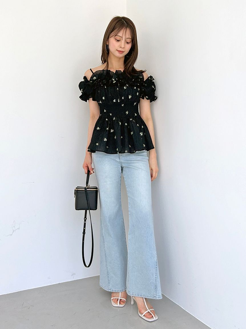 SNIDEL「【00サイズあり】Sustainableストレッチフレアデニムパンツ」|デニム|