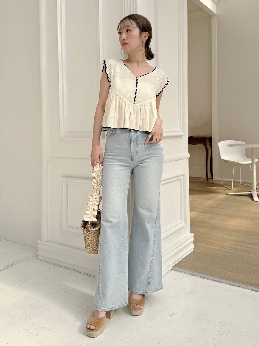 SNIDEL「【00サイズあり】Sustainableストレッチフレアデニムパンツ」|デニム|