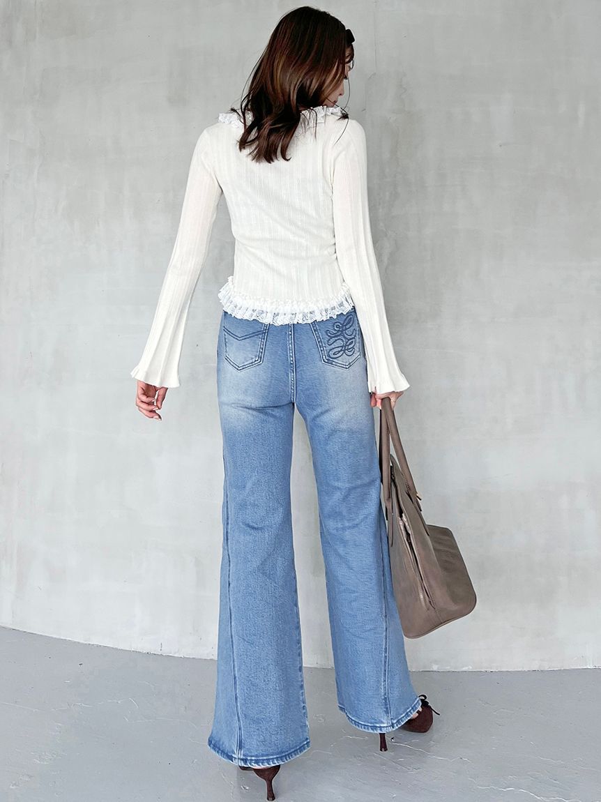 SNIDEL「【00サイズあり】Sustainableストレッチフレアデニムパンツ」|デニム|