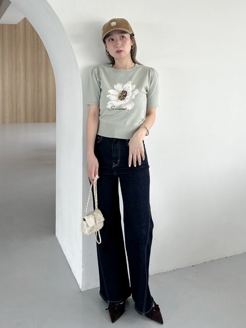 SNIDEL「【00サイズあり】Sustainableストレッチフレアデニムパンツ」|デニム|