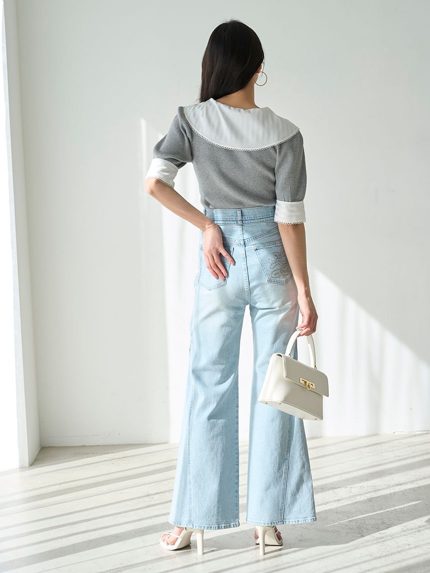 SNIDEL「【00サイズあり】Sustainableストレッチフレアデニムパンツ」|デニム|