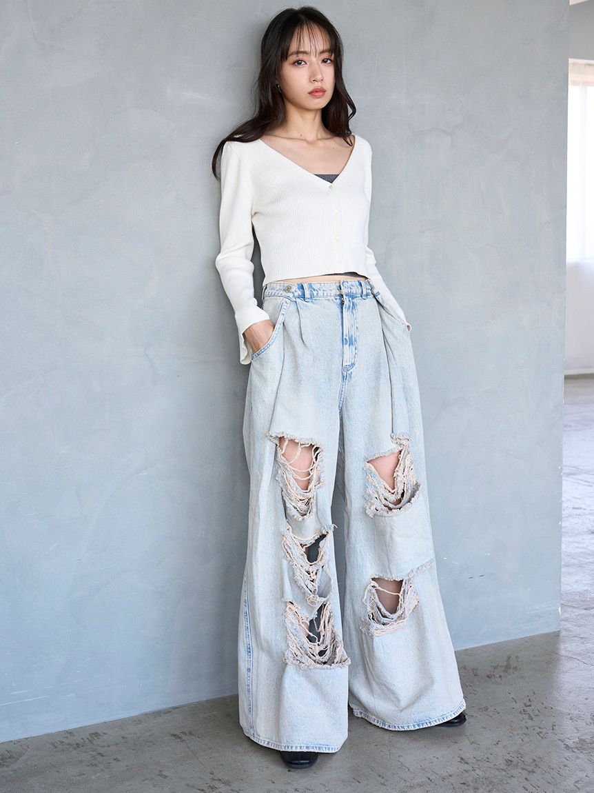 SNIDEL「フレアスリーブショートカーディガン」|カーディガン|