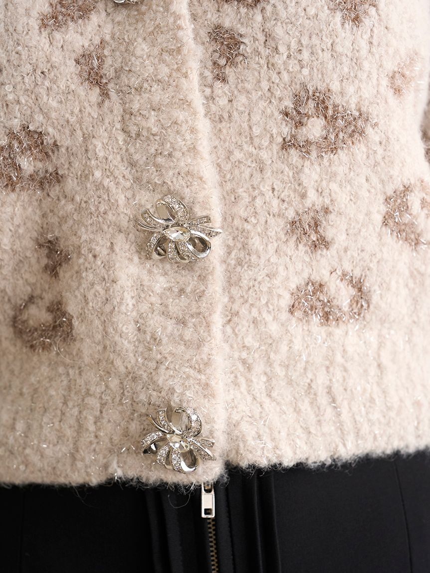 SNIDEL「ビジューリボンショートカーディガン」|カーディガン|