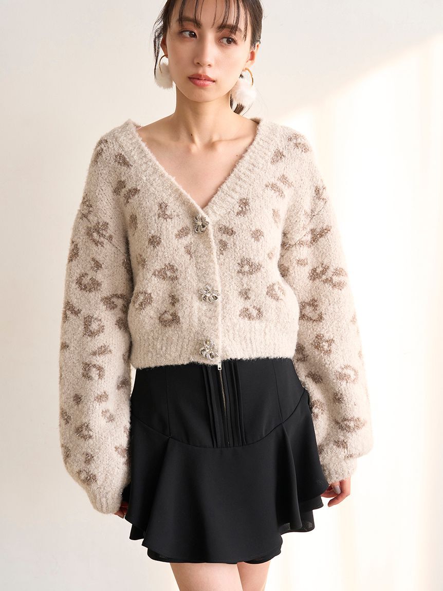 SNIDEL「ビジューリボンショートカーディガン」|カーディガン|