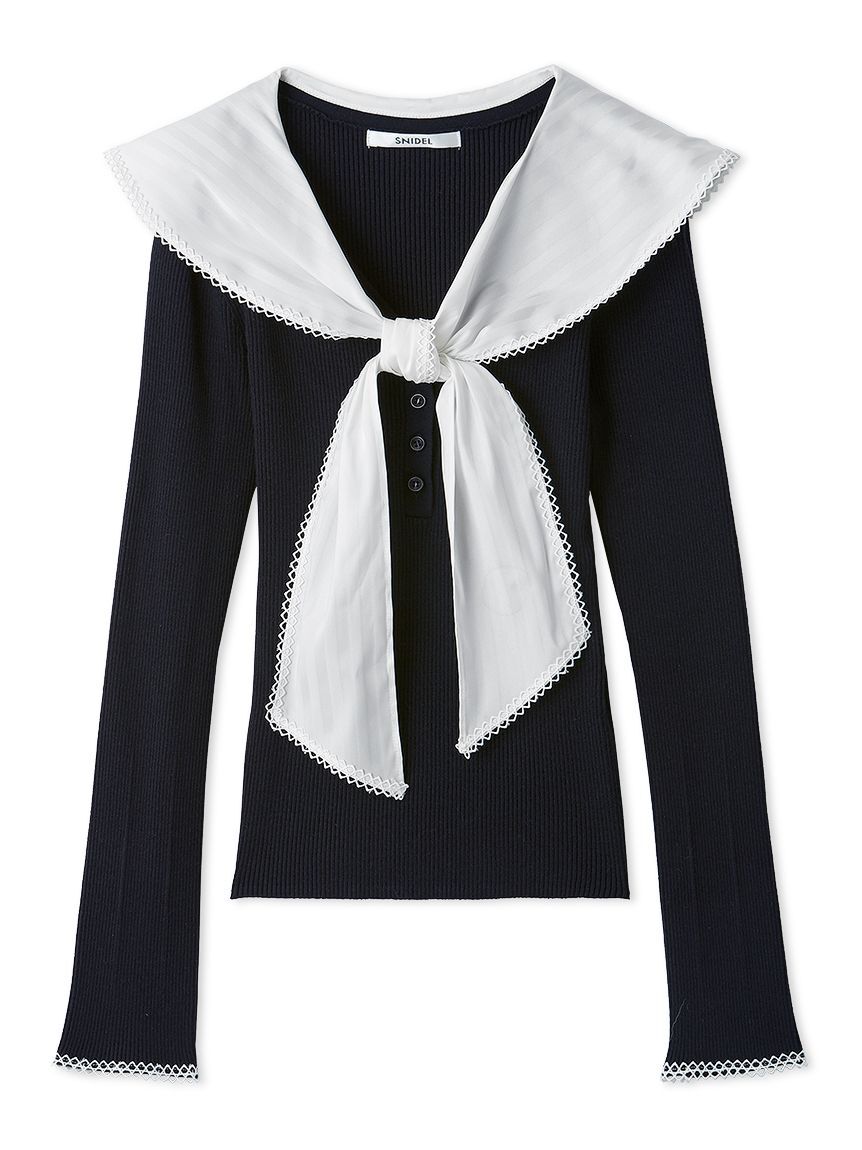 SNIDEL「Sustainableスカーフブラウスドッキングプルオーバー」|ニット・セーター|