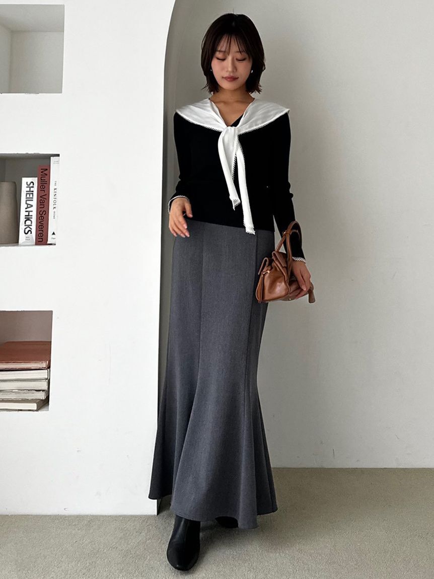 SNIDEL「Sustainableスカーフブラウスドッキングプルオーバー」|ニット・セーター|