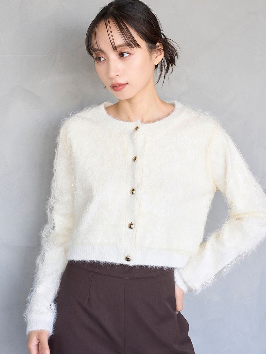 SNIDEL「ストラクチャーレースニットカーディガン」|カーディガン|