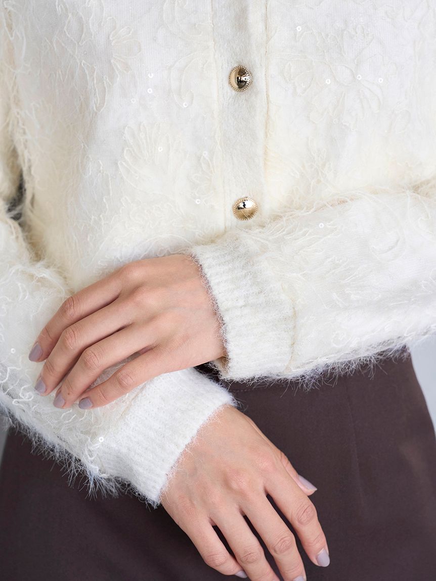 SNIDEL「ストラクチャーレースニットカーディガン」|カーディガン|