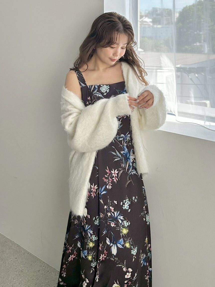 FRAY I.D「パールリボンシャギーミドルＶネックカーディガン」|カーディガン|