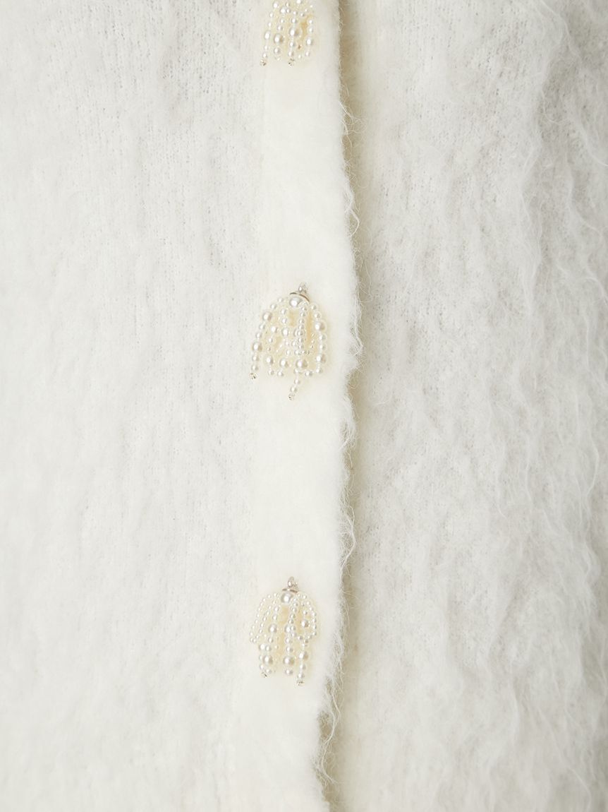 FRAY I.D「パールリボンシャギーミドルＶネックカーディガン」|カーディガン|