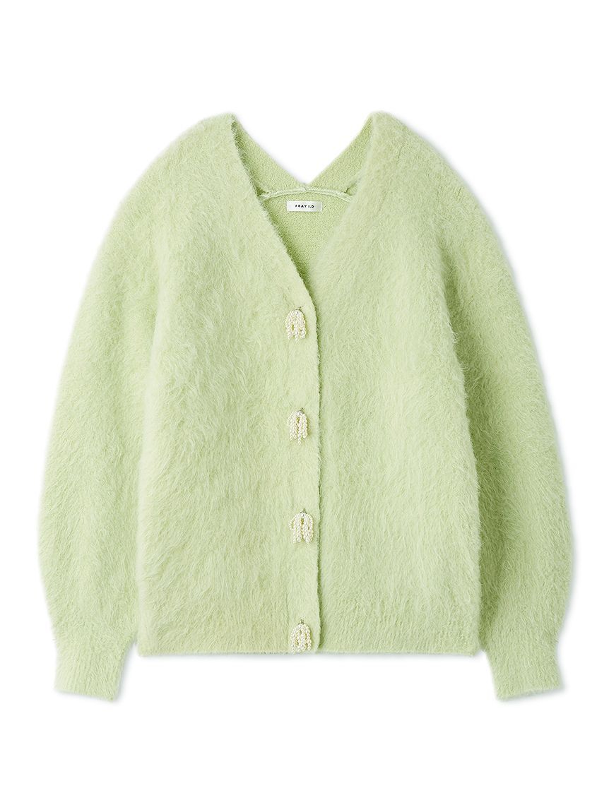 FRAY I.D「パールリボンシャギーミドルＶネックカーディガン」|カーディガン|