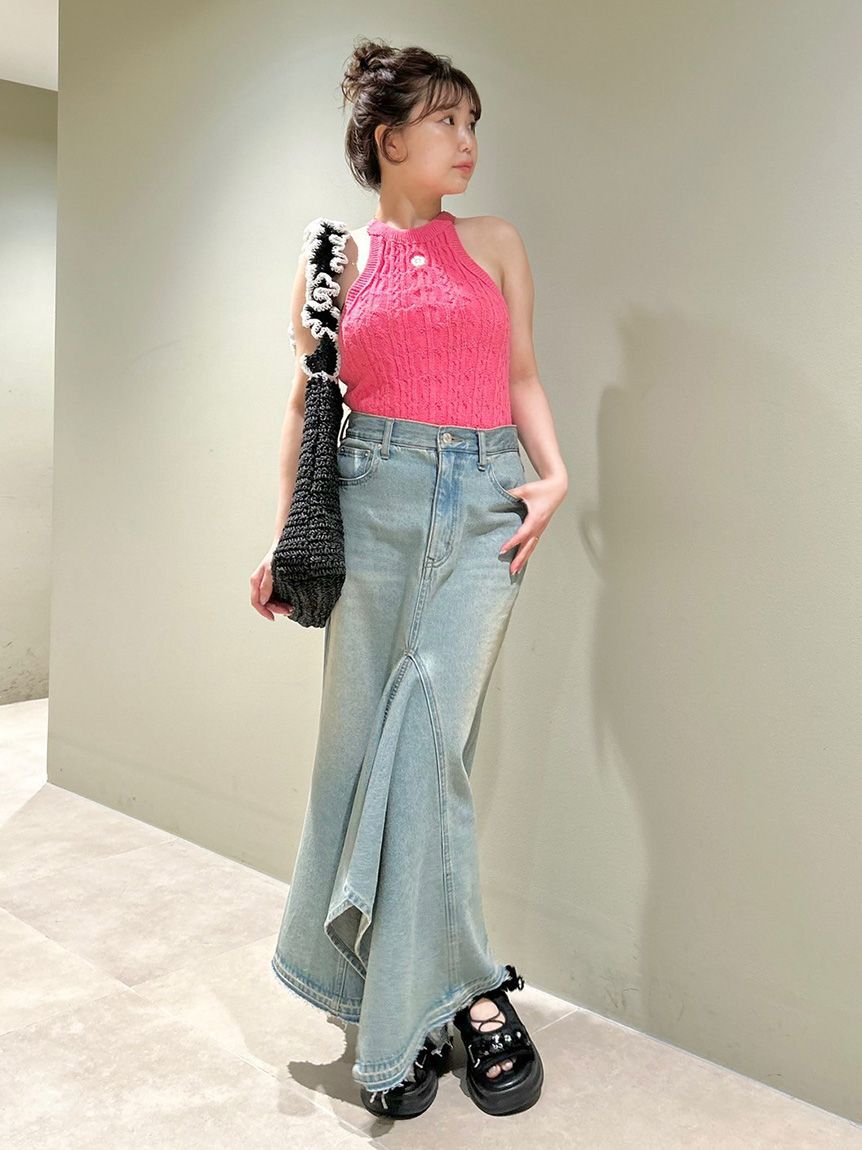 LILY BROWN「【LILY BROWN&times;MARY QUANT】デイジー刺繍アメスリケーブルニット」|ニット・セーター|