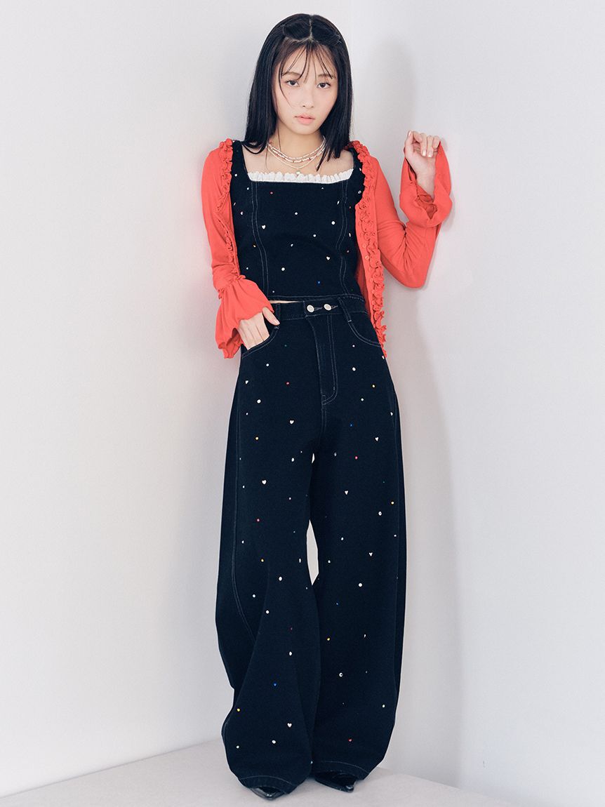 LILY BROWN「【WEB限定00サイズ】[L.B CANDY STOCK]バリエーションビジューデニムパンツ」|デニム|