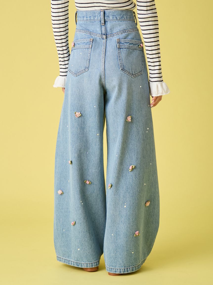 LILY BROWN「【WEB限定00サイズ】[L.B CANDY STOCK]バリエーションビジューデニムパンツ」|デニム|