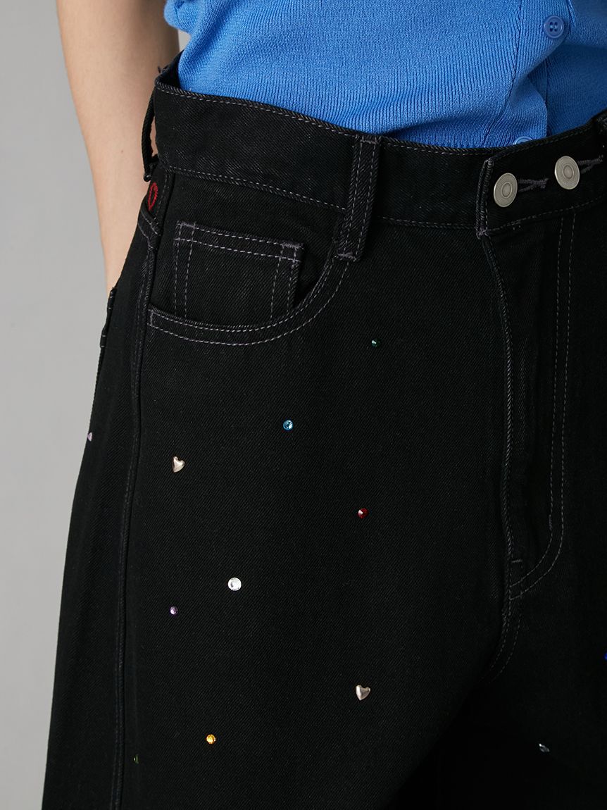 LILY BROWN「【WEB限定00サイズ】[L.B CANDY STOCK]バリエーションビジューデニムパンツ」|デニム|