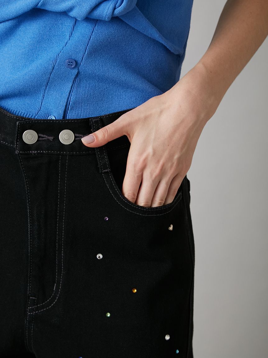 LILY BROWN「【WEB限定00サイズ】[L.B CANDY STOCK]バリエーションビジューデニムパンツ」|デニム|