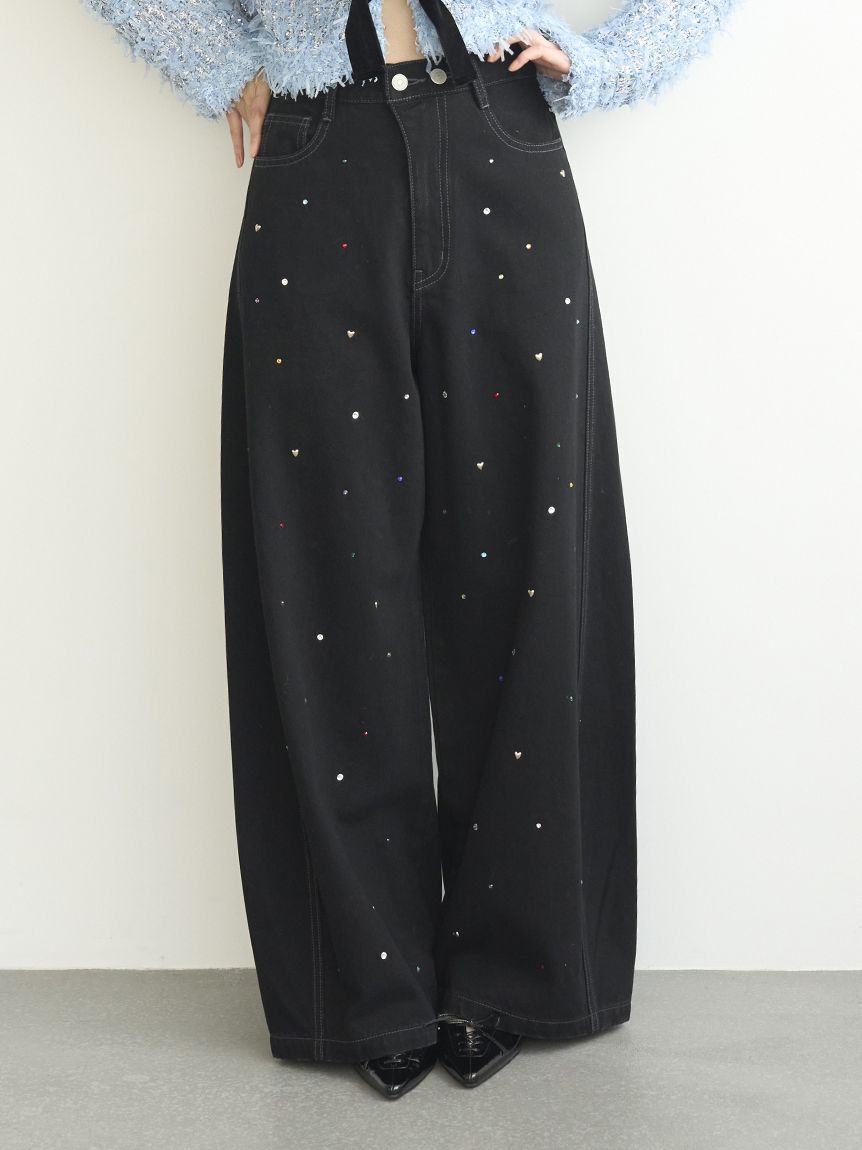 LILY BROWN「【WEB限定00サイズ】[L.B CANDY STOCK]バリエーションビジューデニムパンツ」|デニム|