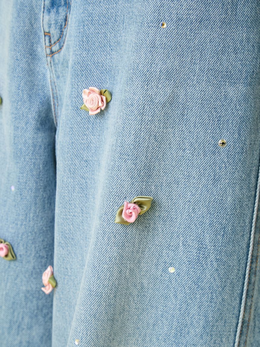 LILY BROWN「【WEB限定00サイズ】[L.B CANDY STOCK]バリエーションビジューデニムパンツ」|デニム|