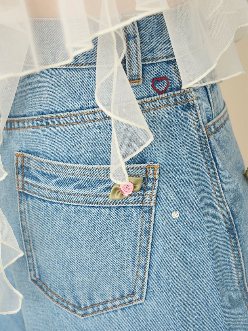 LILY BROWN「【WEB限定00サイズ】[L.B CANDY STOCK]バリエーションビジューデニムパンツ」|デニム|