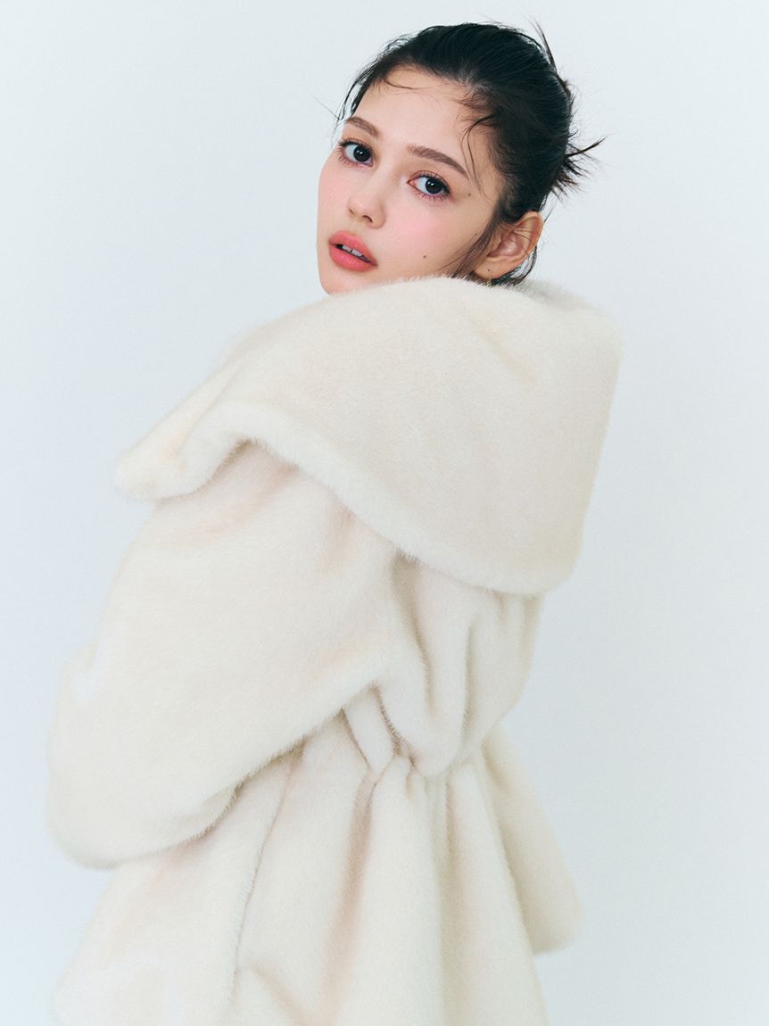 CELFORD「ビッグカラーペプラムファージャケット」|ノーカラージャケット|