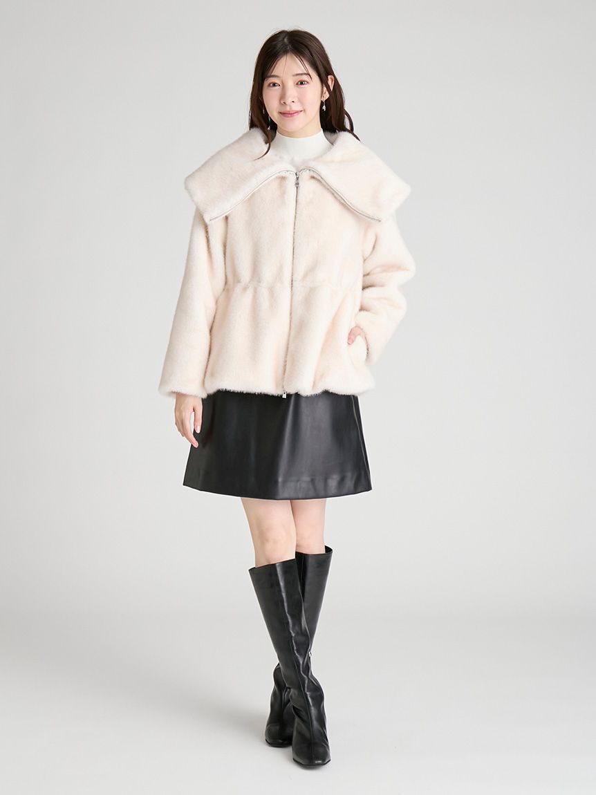 CELFORD「ビッグカラーペプラムファージャケット」|ノーカラージャケット|