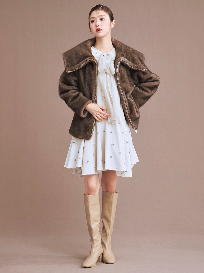 CELFORD「ビッグカラーペプラムファージャケット」|ノーカラージャケット|