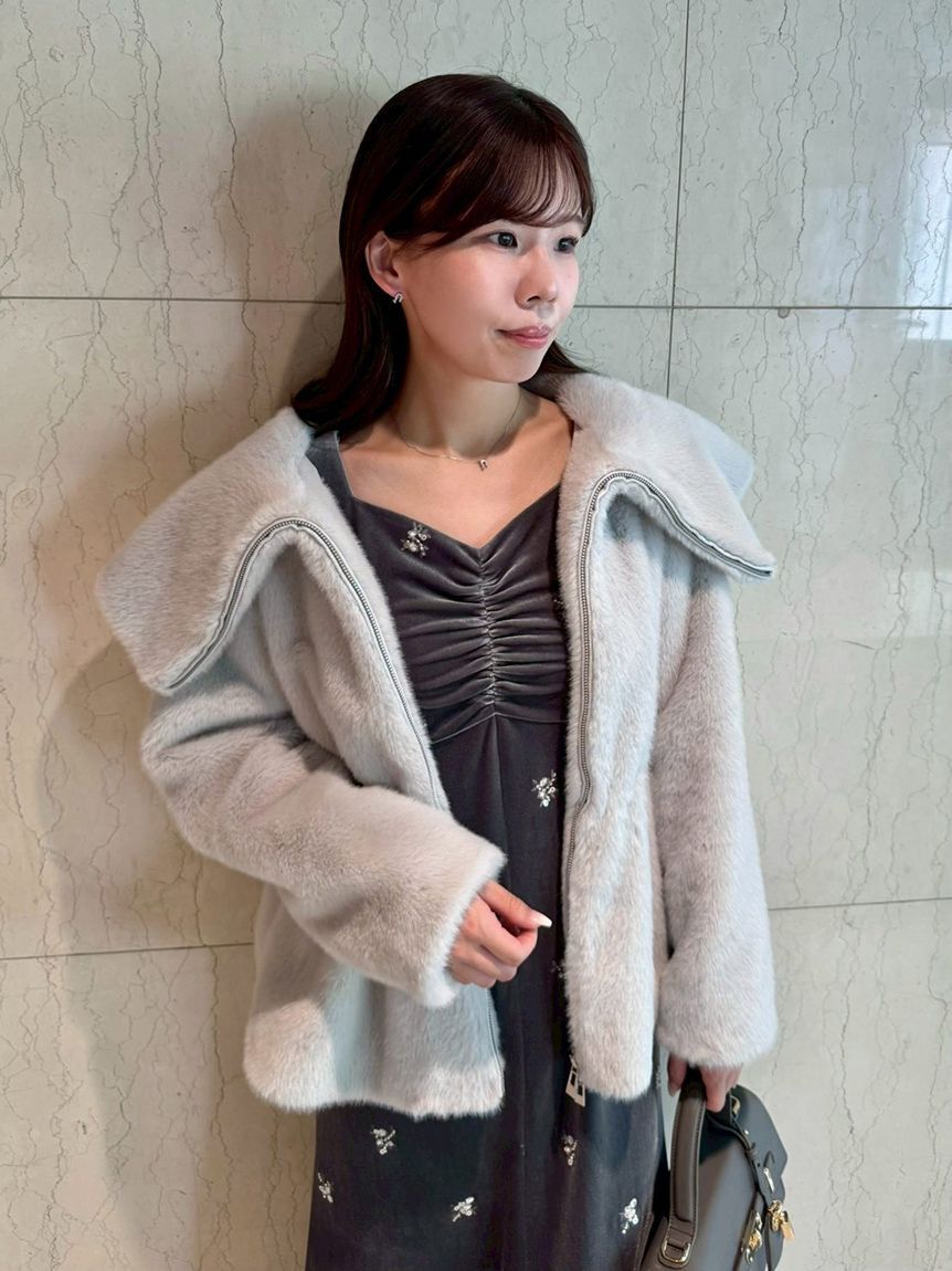 CELFORD「ビッグカラーペプラムファージャケット」|ノーカラージャケット|