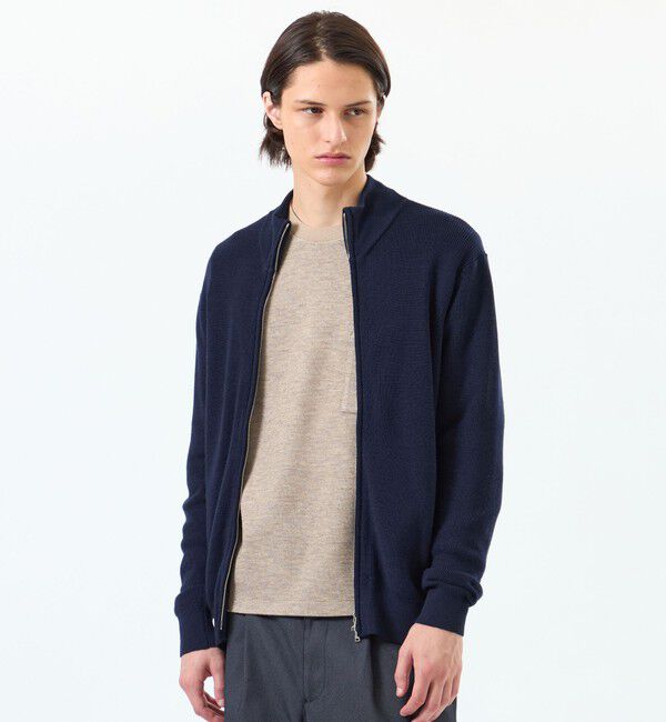 MACKINTOSH PHILOSOPHY「12G1P 片畦 スタンドジップアップ」|ニット・セーター|ネイビー