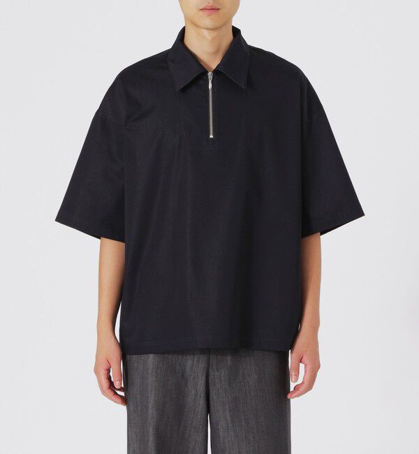  「シャンブレーサテンハーフジップポロ」|シャツ・ブラウス|