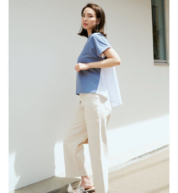 ikka「異素材切り替え裾ラウンドプルオーバー」|その他|