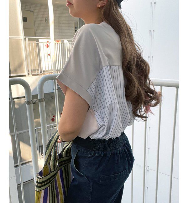 ikka「異素材切り替え裾ラウンドプルオーバー」|その他|