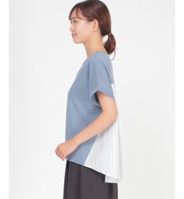 ikka「異素材切り替え裾ラウンドプルオーバー」|その他|