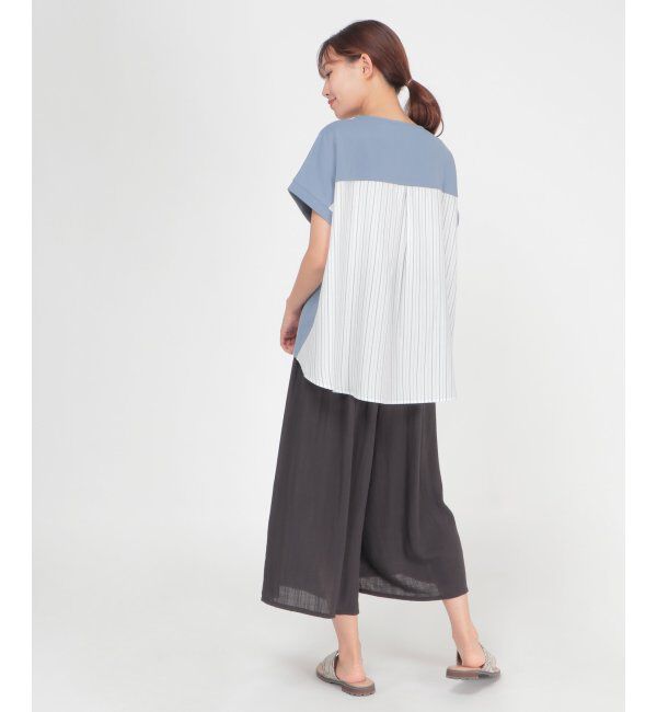 ikka「異素材切り替え裾ラウンドプルオーバー」|その他|