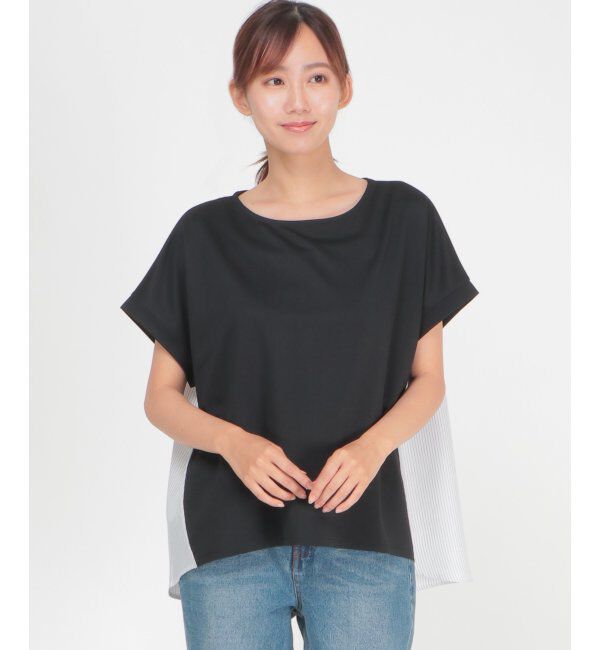 ikka「異素材切り替え裾ラウンドプルオーバー」|その他|