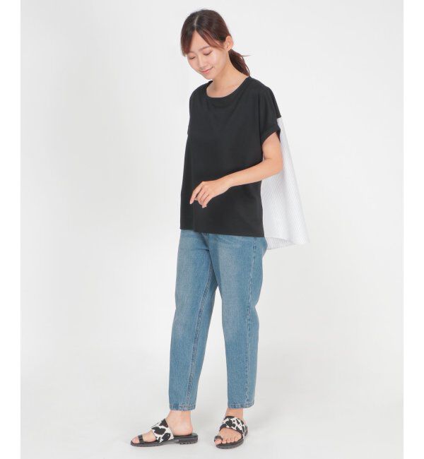 ikka「異素材切り替え裾ラウンドプルオーバー」|その他|