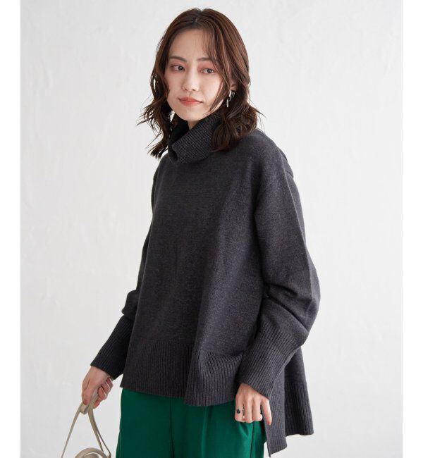 ikka「ワイドタートルネックニットプルオーバー」|プルオーバー|ブラック
