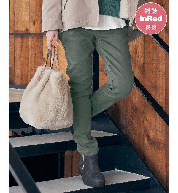 ikka「ボンディングスキニーパンツ」|その他|グリーン