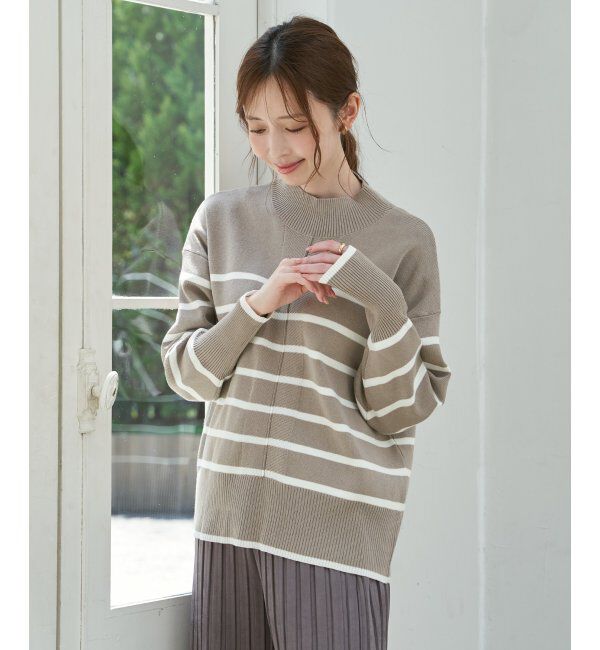 ikka「コットンミックスバックスリットニット」|プルオーバー|