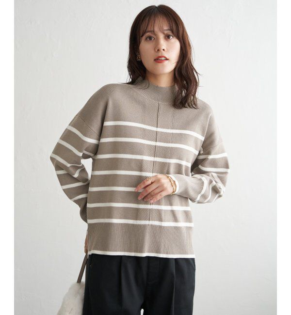 ikka「コットンミックスバックスリットニット」|プルオーバー|